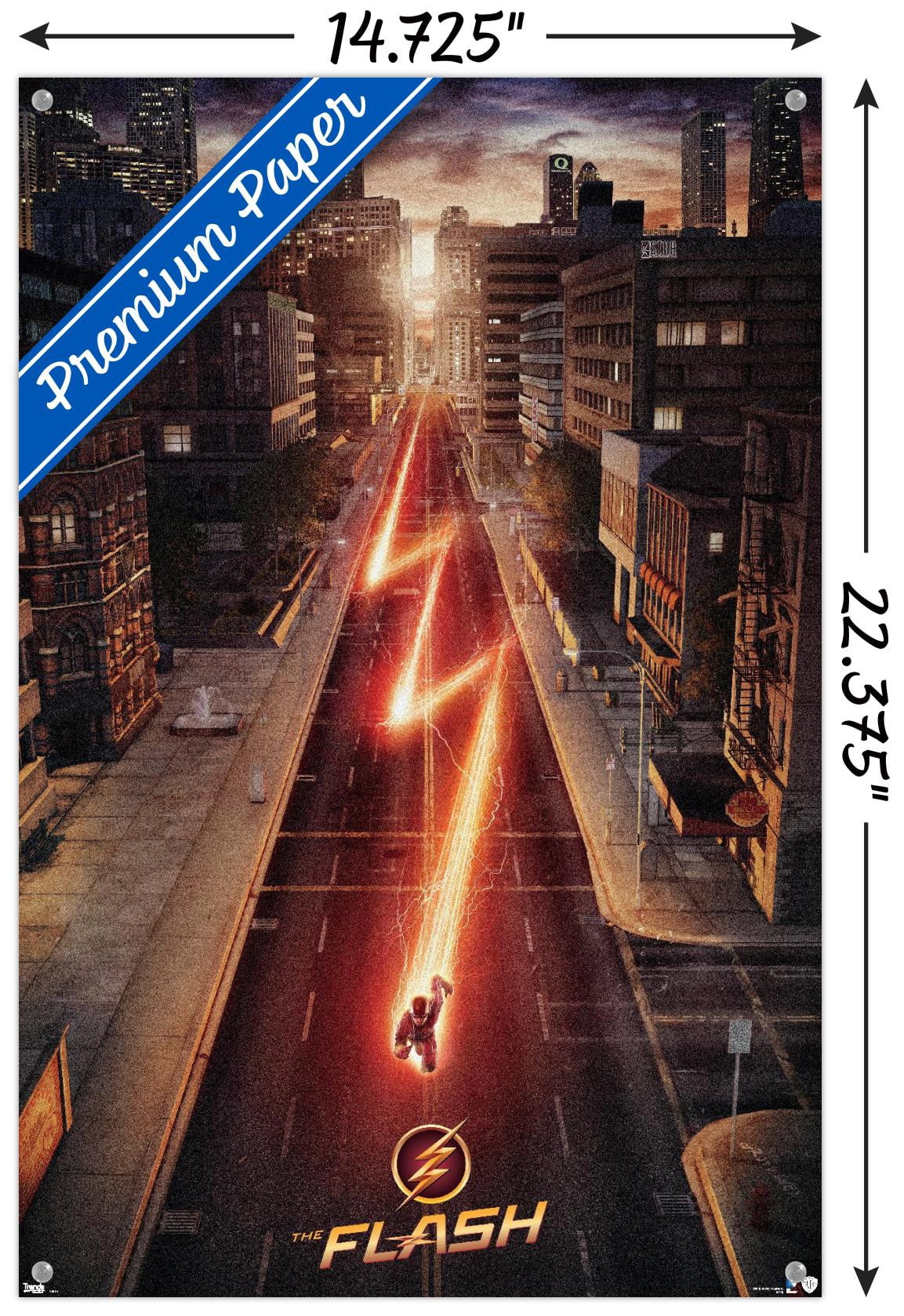 DC Comics TV - The Flash - Street One Sheet Wall Poster with Push Pins, 14.725" x 22.375"