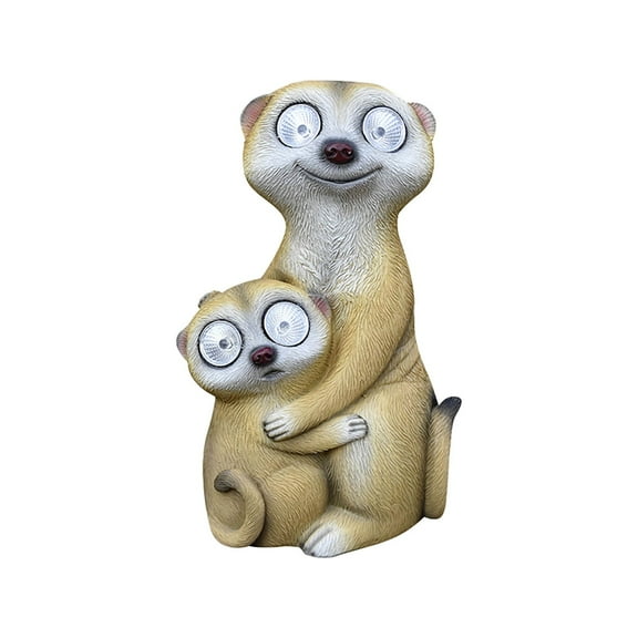 Gmogad Solar Meerkat Garden Statue Outdoor Decor - Resin Animal Figurine with Solar Light for Yard, Patio, Courtyard - Weatherproof Handcrafted Lawn Ornament