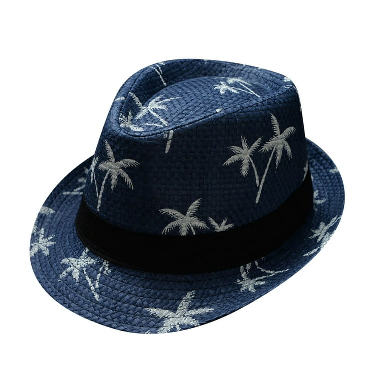 han Gladys Bibliografi wofedyo Hats For Men Parent Child Adult Beach Wind Trael Tree Printing Paper  Straw Jazz Hat Seaside Sun Hat Mens Hats - Walmart.com