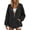 Black, variant on Women Fleece Lined Jacket Half Zip Warm Hooded Outerwear Jackets with Pockets Solid Color Long Sleeve Coats