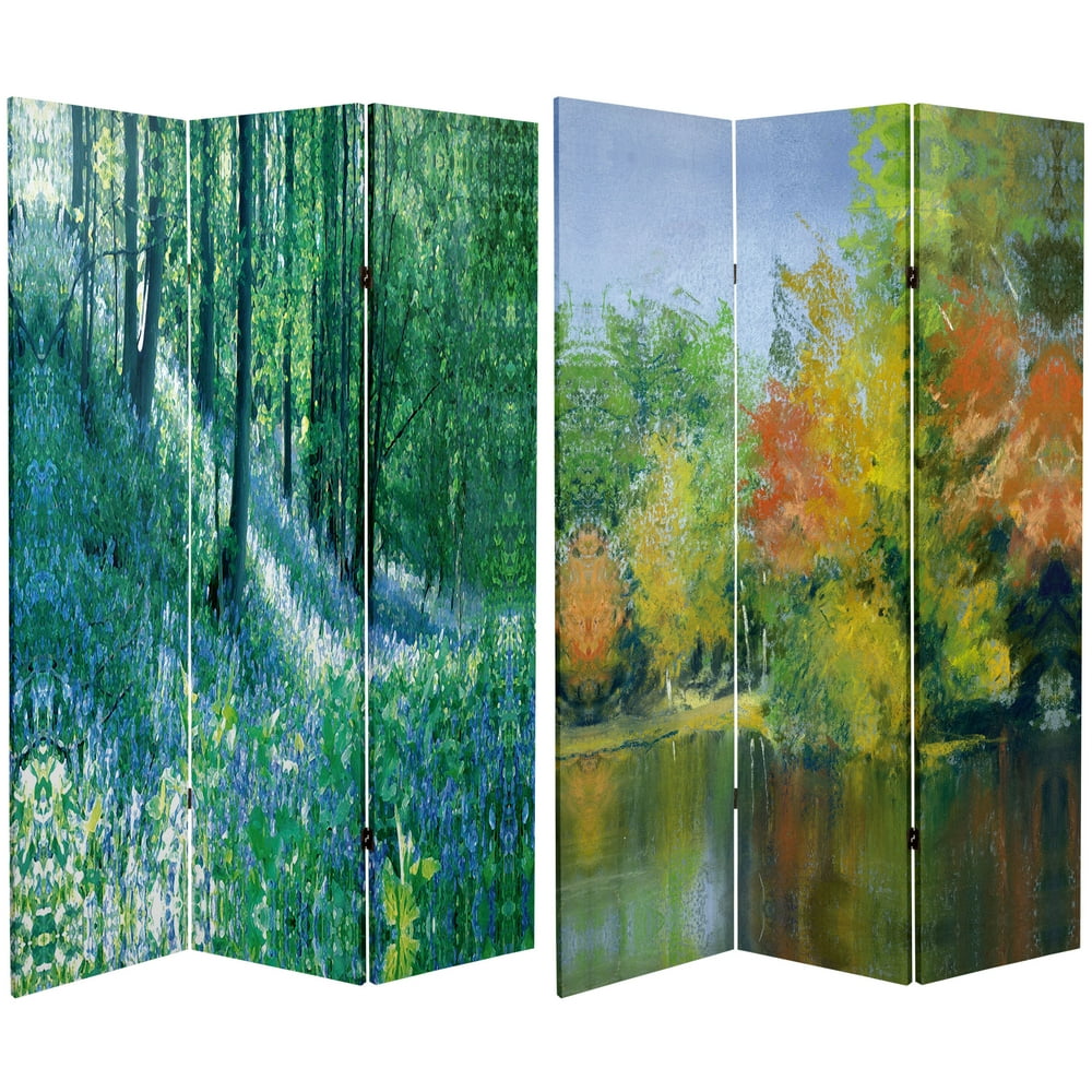 Oriental Furniture 6 Ft tall Double Sided Nature's Embrace Canvas Room