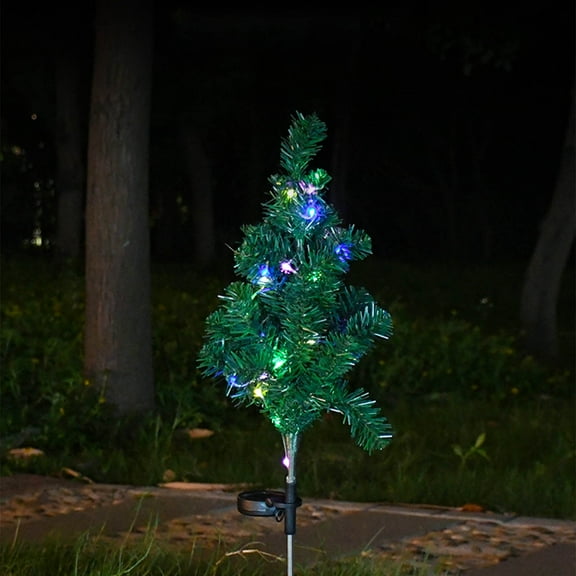 Hiroekza Christmas Ornaments, Solar Christmas Tree Lights outdoor Led Ground Plug Lawns Lights Patio Garden Holiday Ambiance Decoration Lights