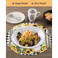 thumbnail image 3 of 13 Inch Round Placemats Set of 6, Sunflower Gnomes Non Slip Heat Insulation PP Table Mats, Spring Farmhouse Vintage Daisy Leaf Plaid Washable Place Mats for Kitchen Dining Party Table Decor, 3 of 7