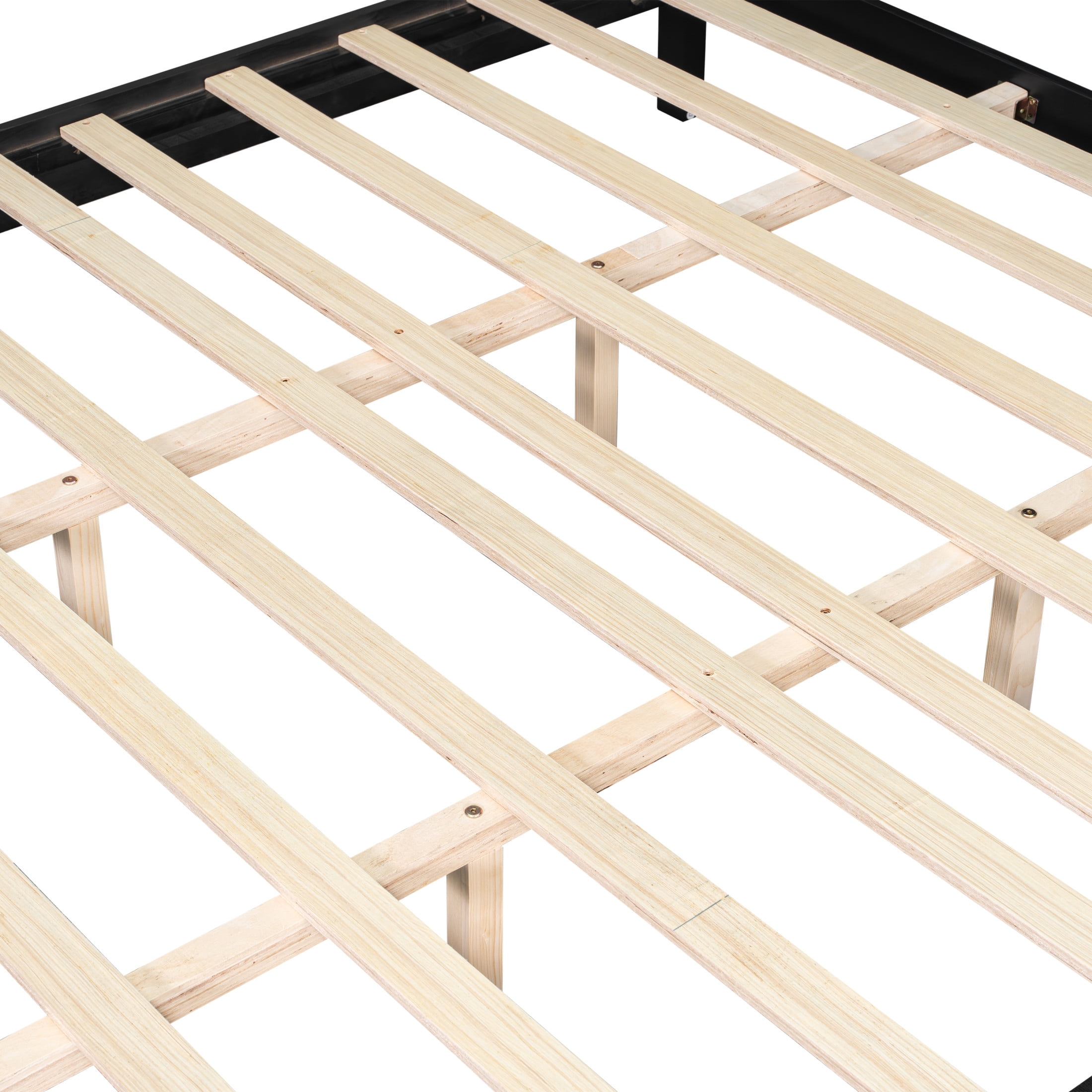 Christopher Knight Home Contemporary Queen Size Solid Wood Platform Bed Frame, Slat Support, Black