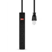Hyper Tough 6-Outlet Indoor Power Strip with 8 Ft Extension Cord, ETL Certified, Black
