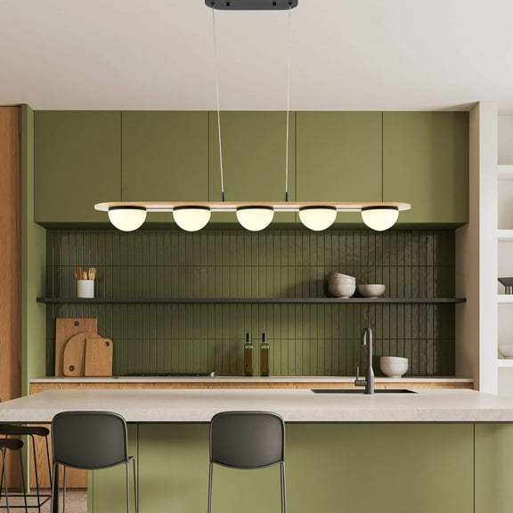 Chandelier 5 Lights Satin Black  Wood