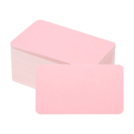 Uxcell 100 Sheets Small Blank Cards, 2.1"x 3.5" Double Sided Thick Cardstock 350gsm Cardstock Rounded Corner Index Card for DIY Thank You Greeting Gift Tags Paper Crafts, Pink