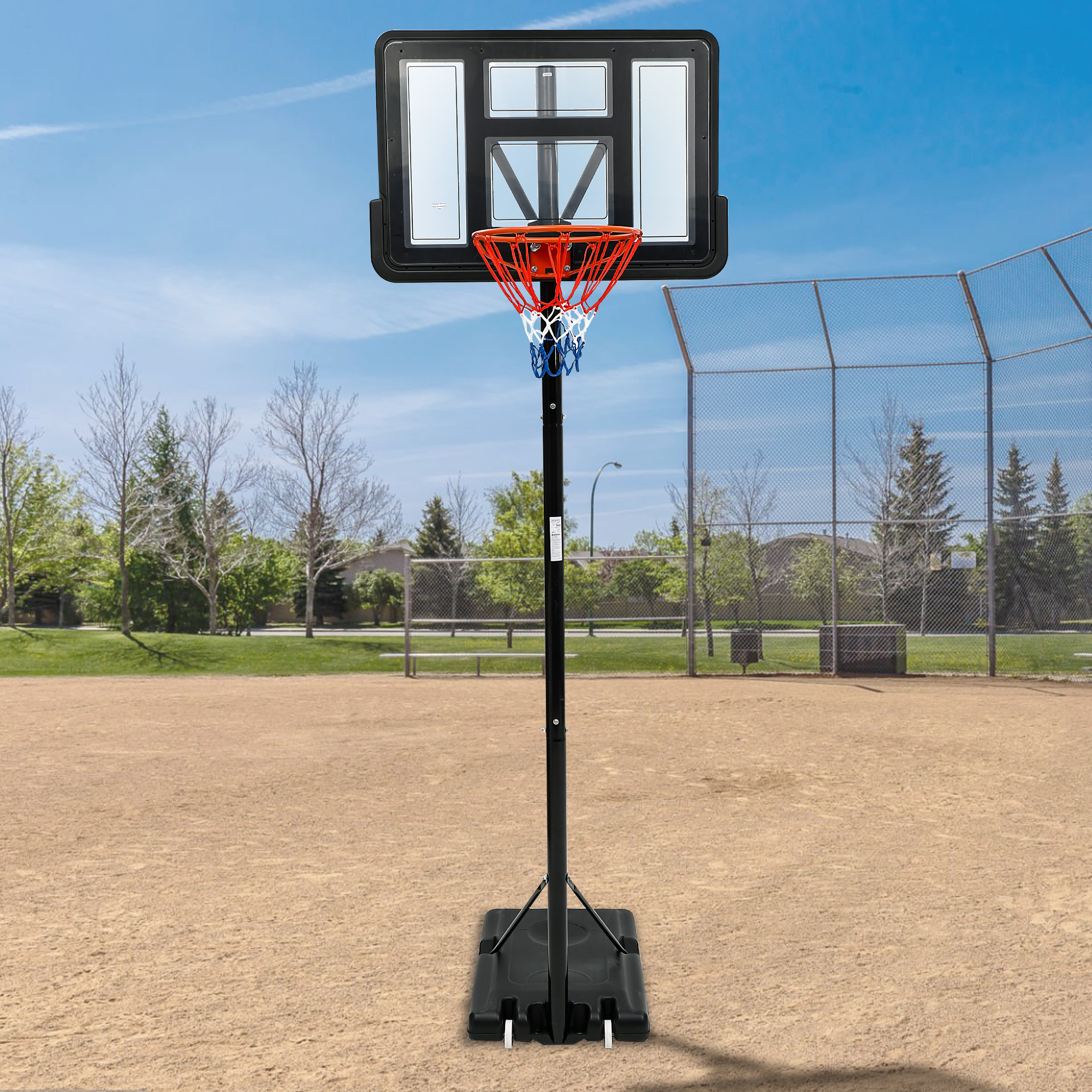 Basketball Hoop Outdoor  5.2-10FT, 44Inch Outdoor Basketball Hoop with Stable Larger Base and Portable Wheels for Youth, and Adults