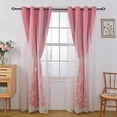 thumbnail image 3 of GYROHOME Double Layered Curtains with Embroidered White Sheer Tulle Room Darkening Grommet Top 2Panels,52x84inch,Red, 3 of 5