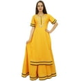 thumbnail image 6 of Bimba Women's Mustard Classy Cotton Long Kurta Skirt Dress Indian Clothing - 10, 6 of 6