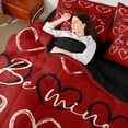 thumbnail image 4 of Homewish Black Red Love Heart Bedding Comforter Set 7 Pieces, Romantic Anniversary Full Bedding Set, Teens Adult Couple Lover Reversible Fitted Sheet Flat Sheet, Super Cozy Room Decor, 4 of 7
