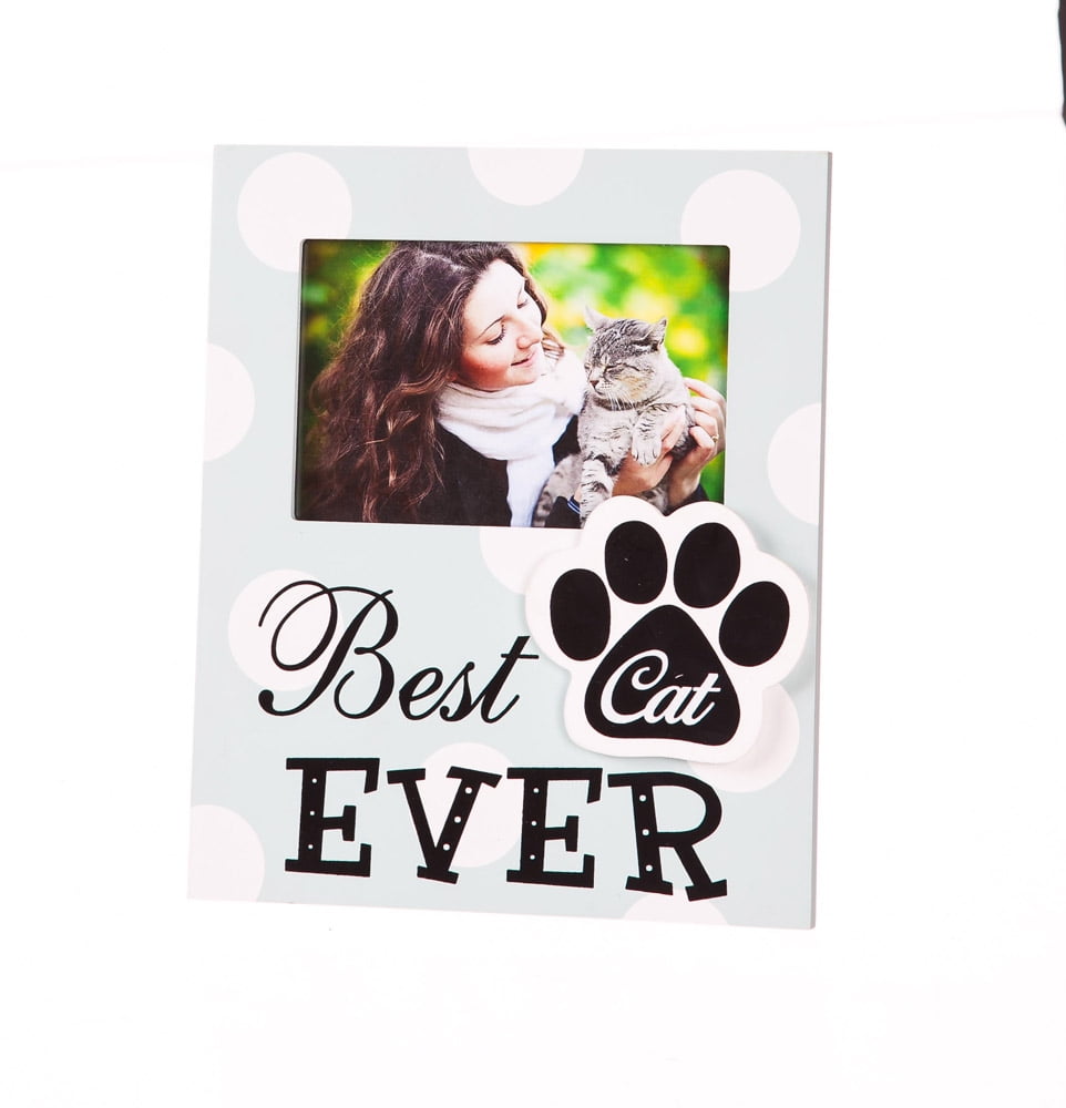 Best Cat Ever Polka Dot Wood 4x6 Picture Frame