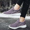 thumbnail image 5 of Winter Running Shoes for Women Warm Furry Lined Slip on Walking Shoes Lace up Fashion Sneakers Cold Weather Outdoor Athletic Shoes Light Purple Size 6, 5 of 9