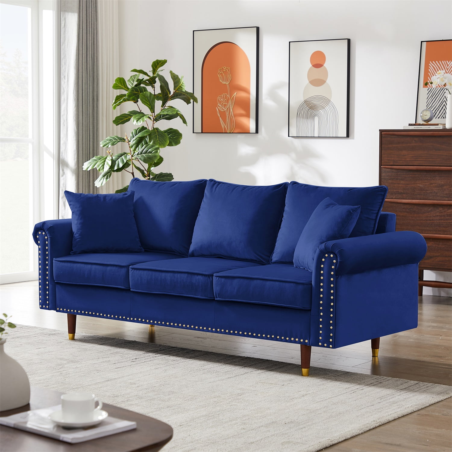 Resenkos 62.5" Casual Sofa Lifestyle Solutions Sofa Bed Couch for Bedroom in Home & Kitchen Apartment Dorm, Blue Resenkos 62.5" Casual Sofa Lifestyle Solutions Sofa Bed Couch for Bedroom in Home & Kitchen Apartment Dorm, Blue