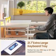 94.5 Computer Gaming Desk with Storage and LED Lights, Power Strip & Keyboard Tray & Monitor Stand, Extra Long Double Desk for 2 Person, White