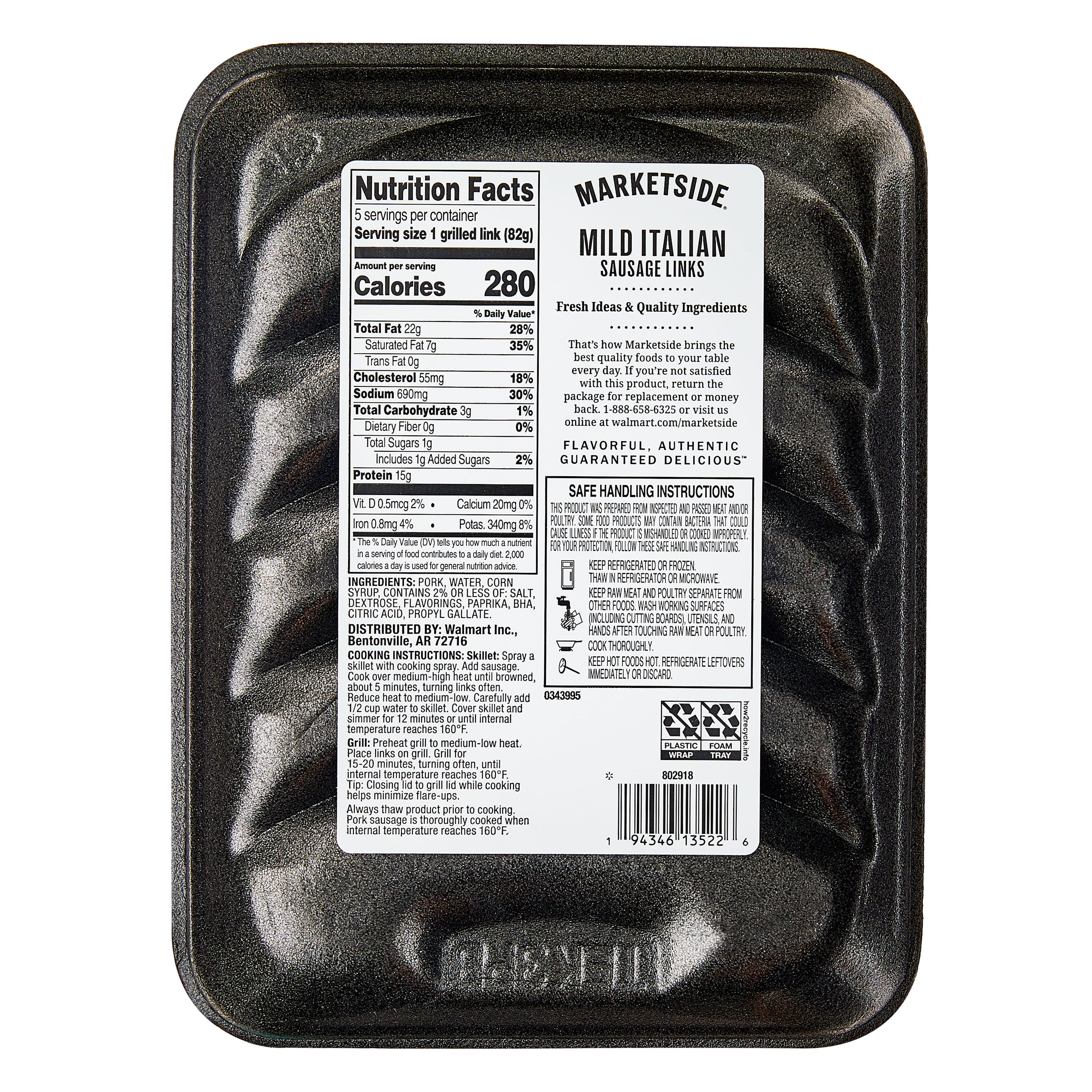 Marketside Mild Italian Sausage, 5 Links, 1 lb 3 oz (Fresh)