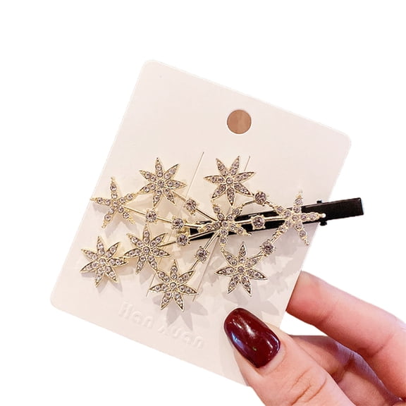 Women Girls Hair Clip, Fashion Elegant Shiny Stars Rhinestones Fringe Hair Pin Hair Styling Jewelry Hair Clamps Accessories for Casual Wedding Party