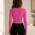 thumbnail image 4 of Women's V Neck Sweater Long Sleeve Ribbed Top Slim Fit Stretchy Knit Basic Pullover Casual Fitted Layering Shirts, 4 of 4