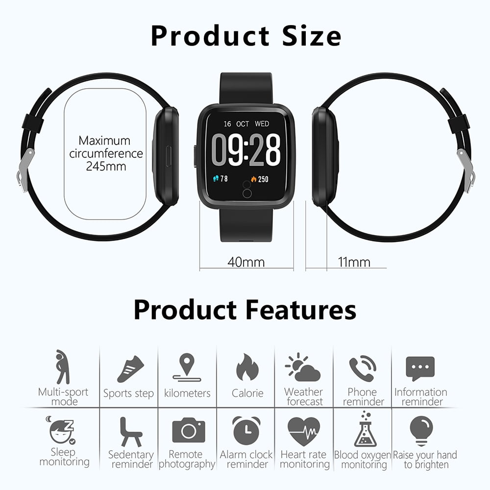 4E4C Touch Screen Phone Mate Monitor Smartwatch Multifunction Sleep EKG Fitness