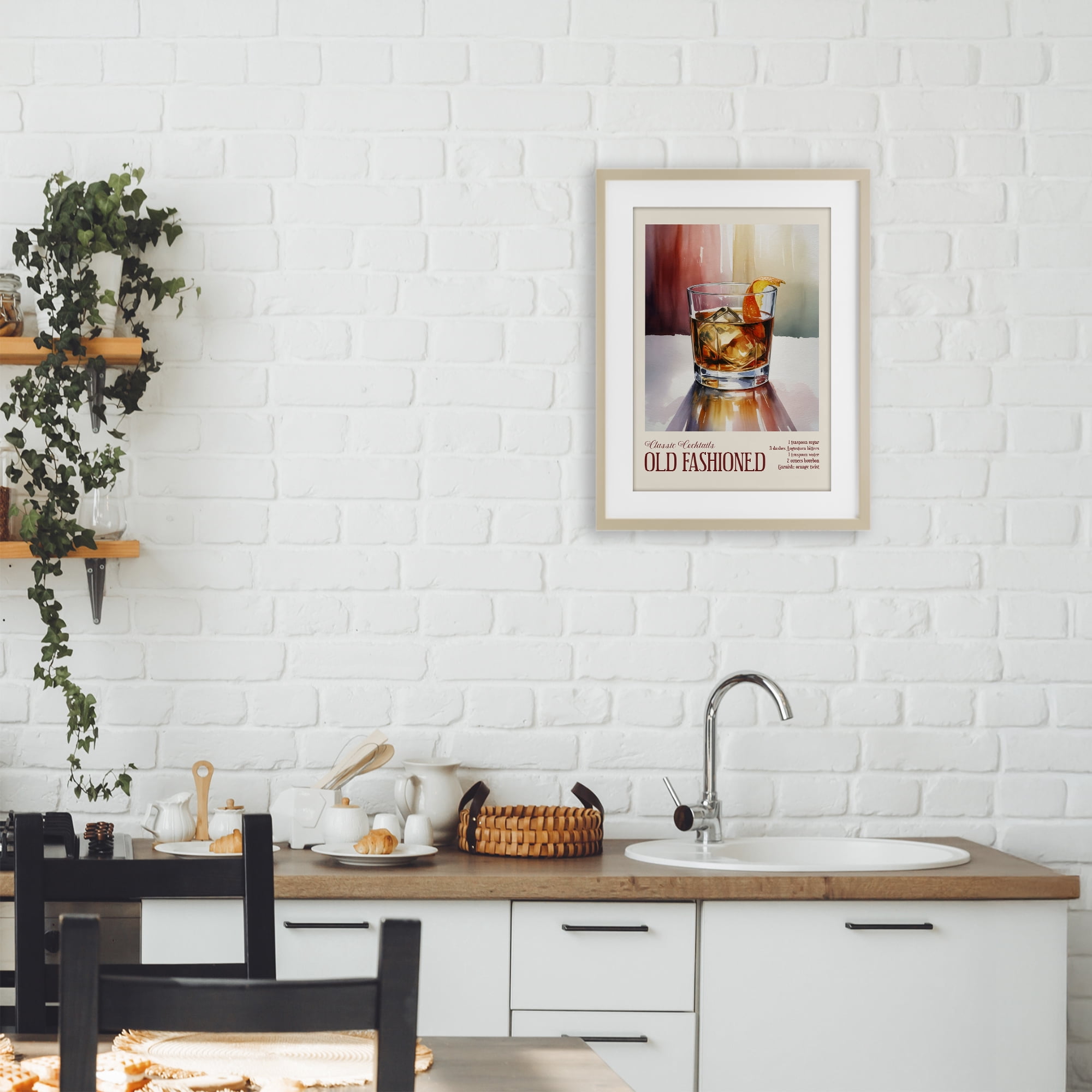Stupell Industries Old Fashioned on Surface Birch Framed Print Under Glass, design by Andreas Magnusson