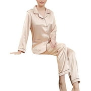 ENJOYW Women Casual Long Sleeve Buttons Pockets Top Pants Loose Pajamas Sleepwear SetPolyester