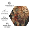thumbnail image 3 of Honeii Majestic Cosmic Lion Print Leather Coaster Set of 4, Ideal for Safeguarding Your Furniture from Drinks Spills and Effortless Cleanup-Hexagon, 3 of 6