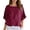 Wine, variant on Cotton Linen T Shirts for Women 2026 Summer Casual Lightweight Elbow Sleeve Crewneck Ruffle Hem Plain Tee Shirt Beach Tops