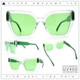 thumbnail image 2 of Womens Modish Squared Oversized Cat Eye Plastic Sunglasses Clear Green - Green, 2 of 8