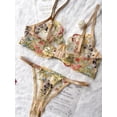 thumbnail image 4 of Conjunto de lencería con bordado floral Yimunancy para mujer, conjunto de sujetador y braguita estilo bohemio transparente de 2 piezas, ropa interior íntima, 4 of 5