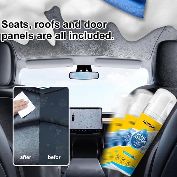  Powerful & Multipurpose Car Interior Foam Cleaner,All-Purpose Rinse-Free Foam Cleaner Spray,Auto Interiors Detailer Spray,Auto Cleaners for Leather,Detailing,Rubber,Bathroom Cleaning(M)