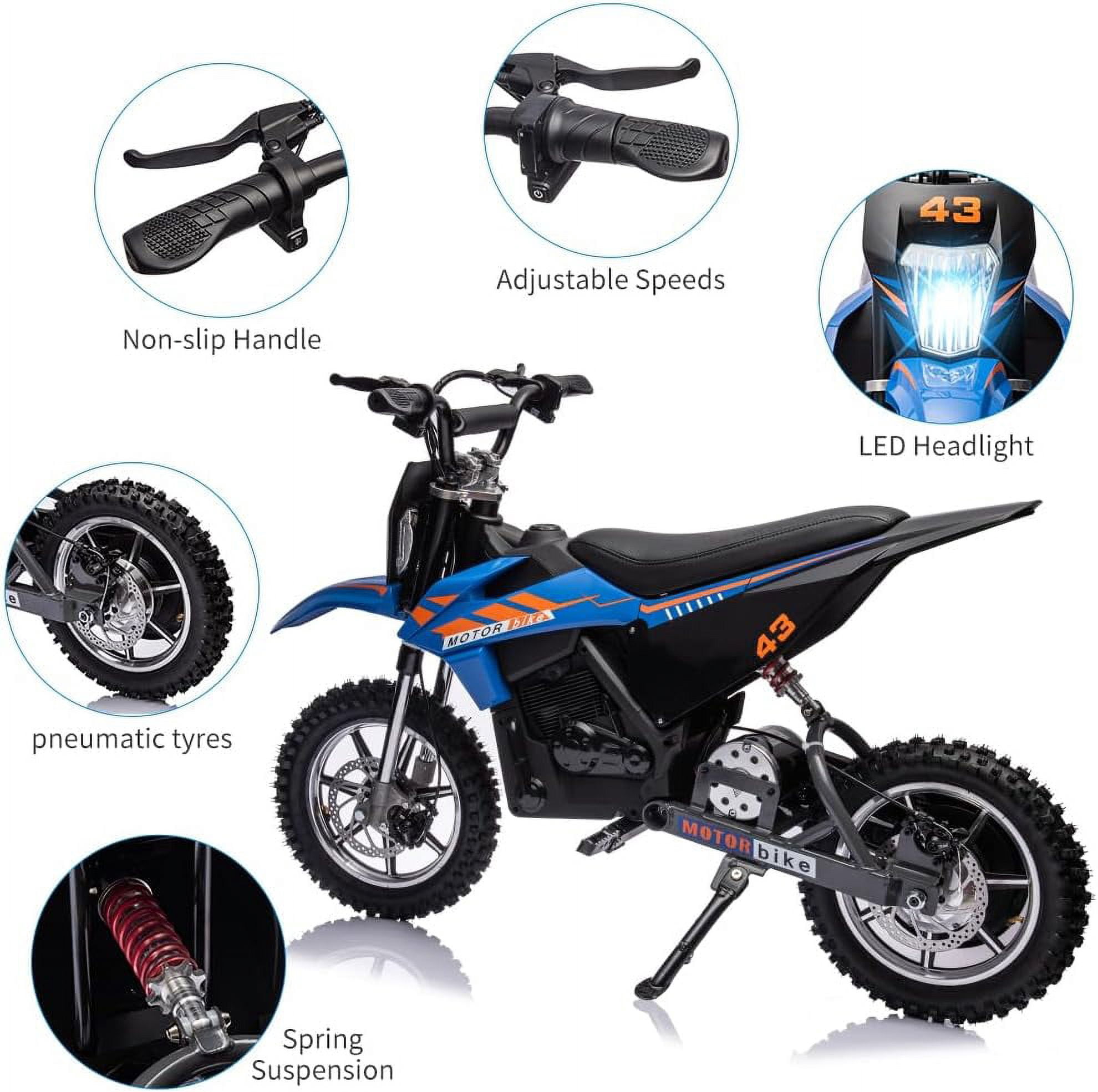 Nasitip Electric 500w Dirt Bike for 8-16 Year - Blue