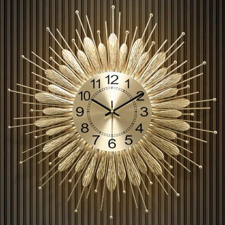 Gold Wall Clock 23 Inch Sunburst,Mid Century Decorative Wall Clocks Battery Operated Sunburst Large Handmade Home Art Decor for Living Room, Corridor, Staircase