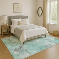 Addison Rugs Mayfield Premium Machine Washable Transitional Floral Teal Rectangle Rug, 10' x 14'
