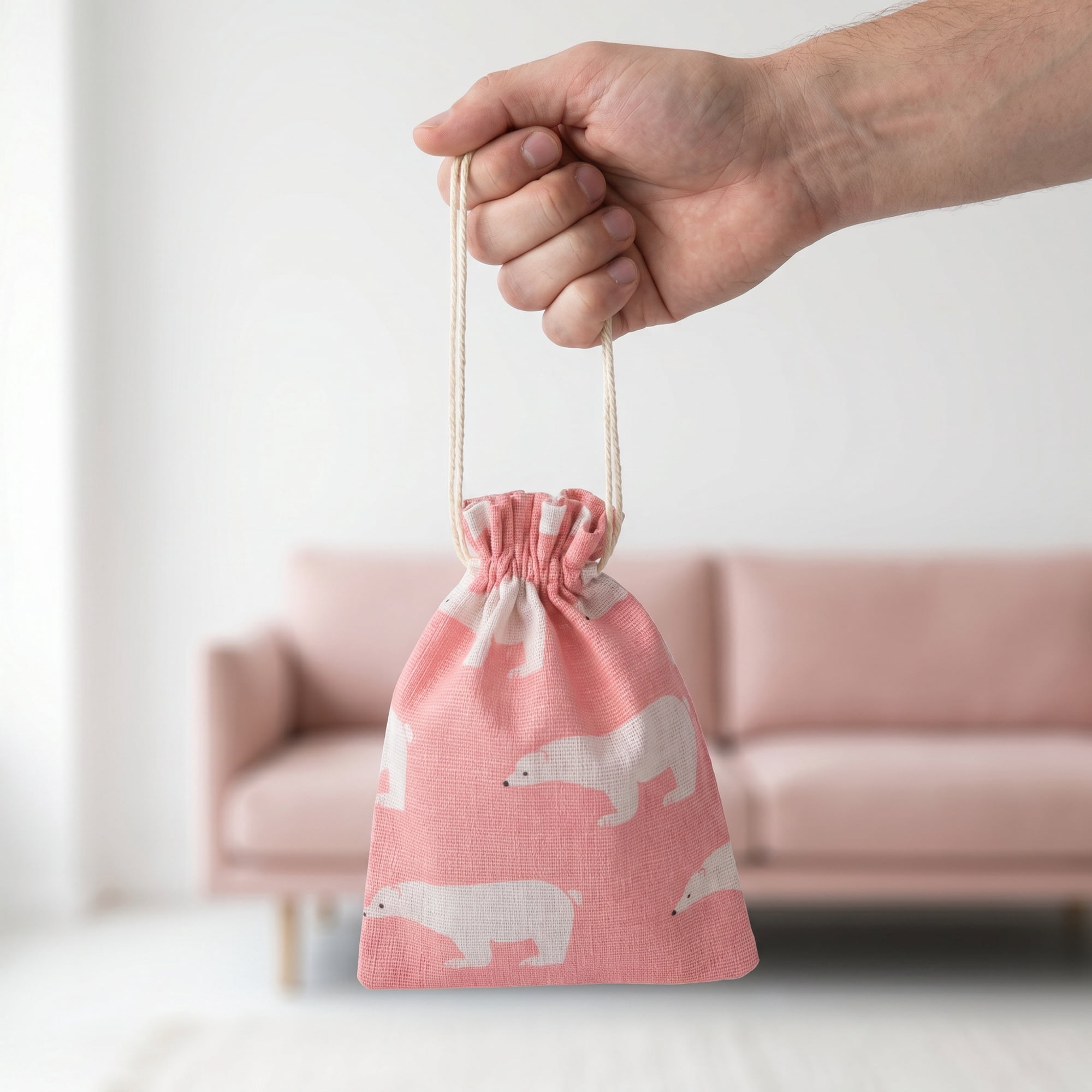 Unique Bargains Drawstring Gift Bags with Handles for Occasions Pink Bear 5.1" x 7.1"