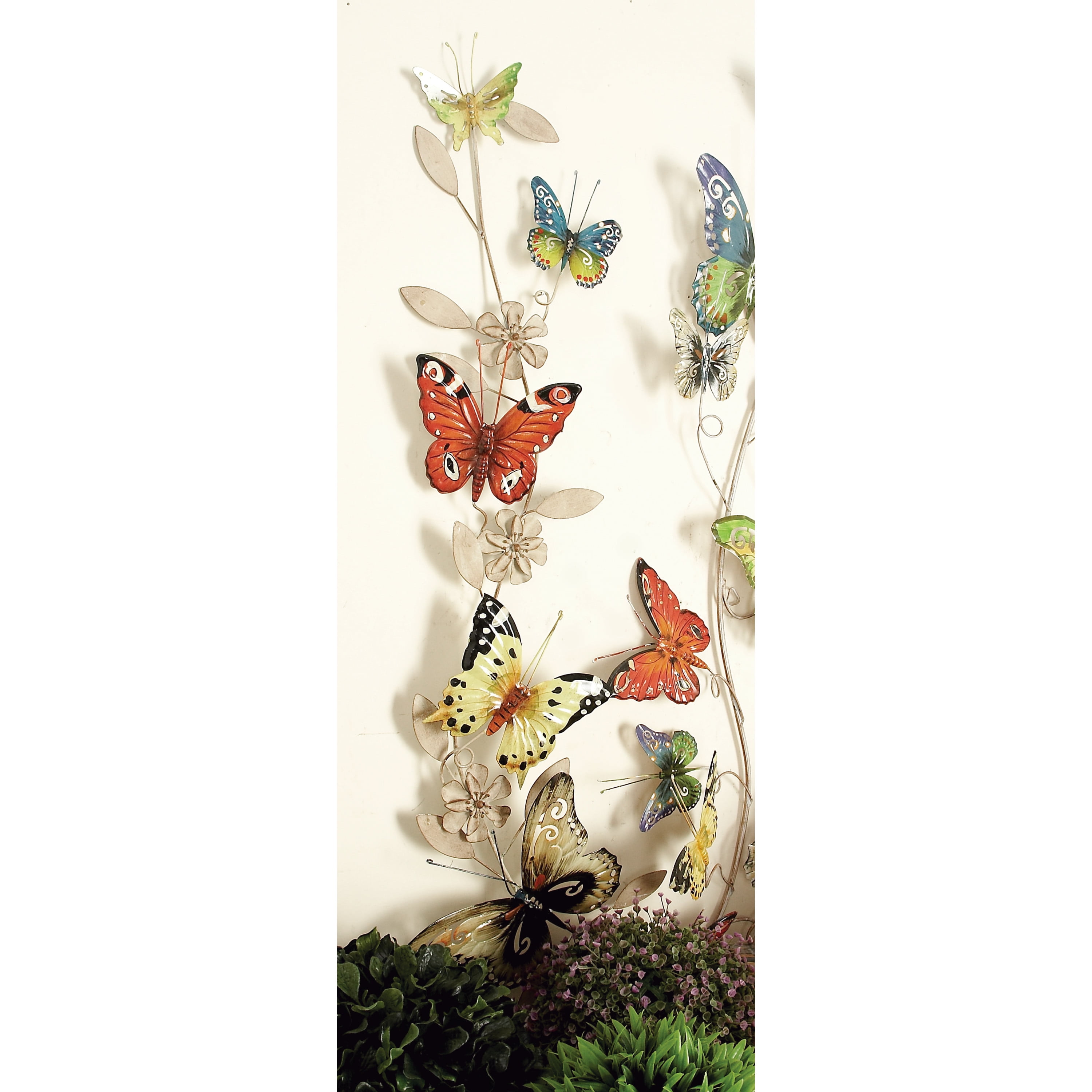 DecMode Multi Colored Metal Indoor Outdoor Butterfly Wall Decor