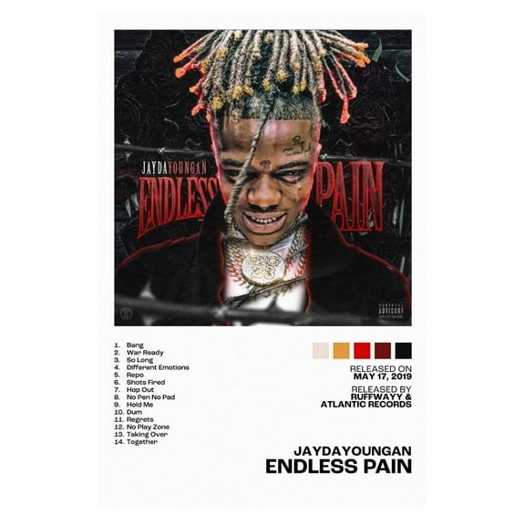 JayDaYoungan Endless Pain Album Cover Music Poster Rap Home Decor For Living Room Hip-Hop Aesthetic Rapper Album Wall Art Records Poster Wall Decor For Bedroom