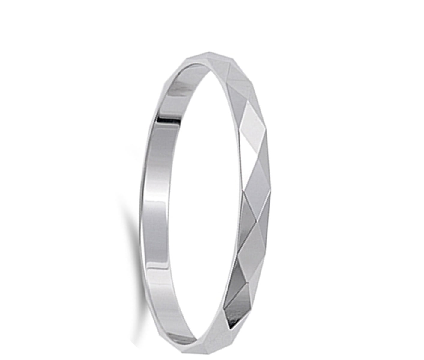 Mens Womens Diamond-Cut 2mm Band Classic Ring .925 Sterling Silver Sizes 3-14