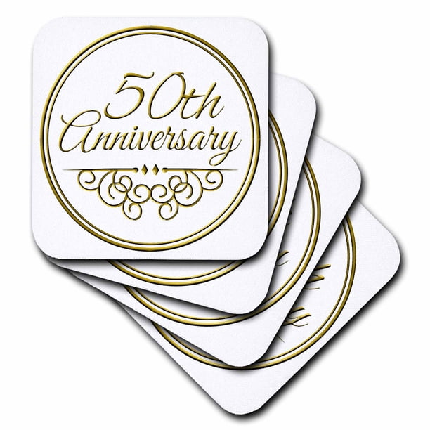 3dRose 50th Anniversary gift - gold text for celebrating wedding