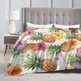 thumbnail image 4 of Kll Fleece Blanket Plush Throw Blanket Hawaiian Pineapples And Hibiscus Flowers,Soft Fuzzy Cozy Flannel Blanket For Couch Sofa Bed.(40"X30"), 4 of 9