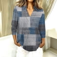 thumbnail image 2 of OIOLOYJM Golf Shirts for Women 2026 V-Neck 3/4 Sleeve Plaid Polo Shirts Spring Lapel Collar Lightweight Athletic Tennis Shirts Work Fashion Outfits Dark Blue 2XL, 2 of 7