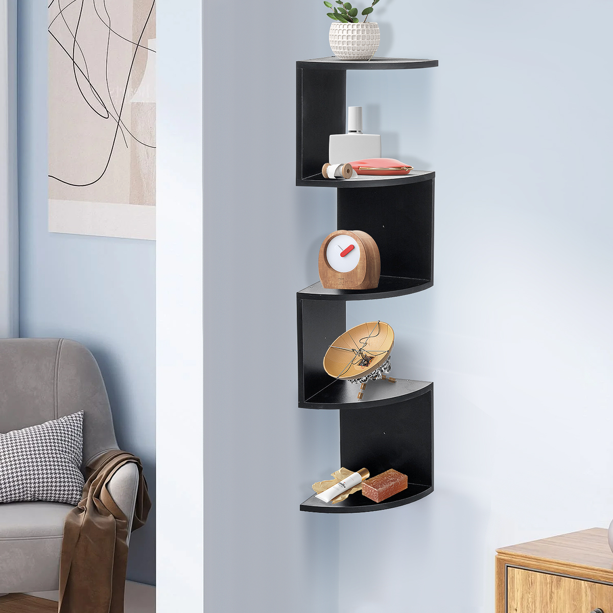 Wood Floating Corner Shelf for Wall Storage in Kuwait Ubuy