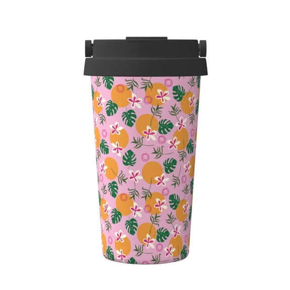 Rateoe Fruit Pattern Travel Coffee Mug Tumbler with Flip Lid | Reusable Insulated Stainless Steel Cold Brew Iced Coffee Cup Thermos