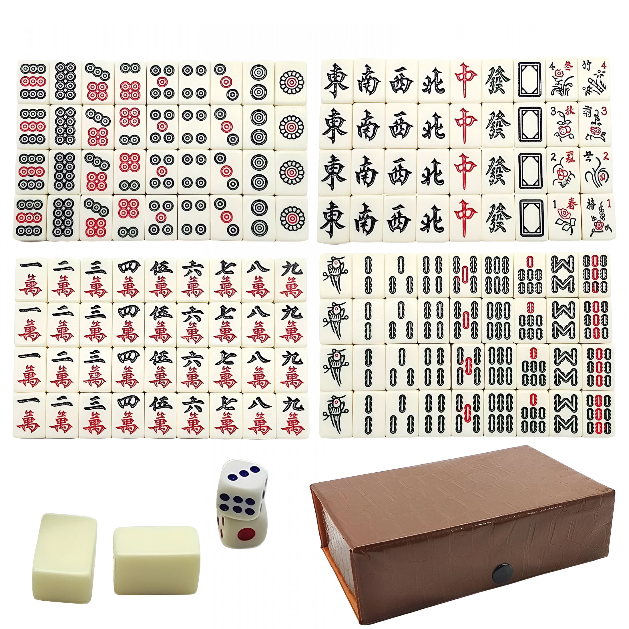 BESTSKY 2026 New Mini Portable Travel Mahjong Set,Exquisite Snake Skin Pattern Storage Box,Pocket Sized Compact Mahjong Kit,Lightweight Entertainment Game for Travel&Outdoor Leisure,Multicolor,1Set
