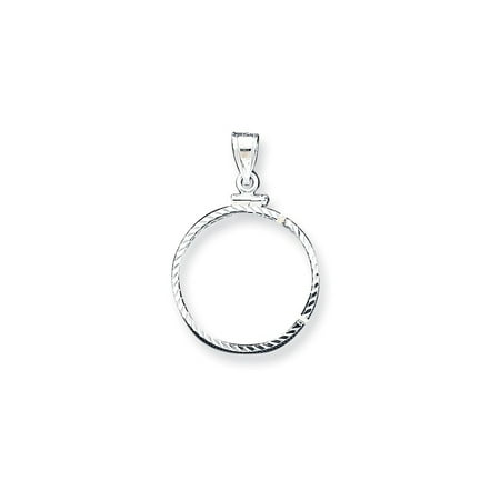 Sterling Silver 24.1 x 1.7mm 0.25 D/C Coin Bezel Pendant