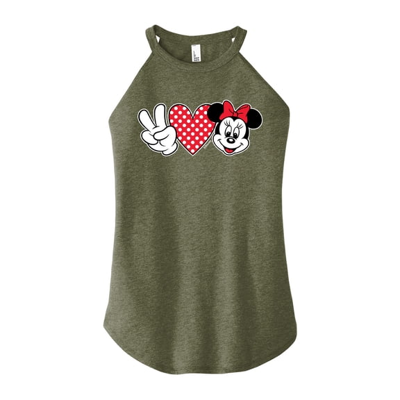 Mickey & Friends - Peace Love Minnie - Juniors High Neck Tank Top