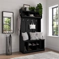 thumbnail image 2 of Bowery Hill 40" Engineered Wood Hall Tree and Shoe Bench w/ Shelves in Black Oak, 2 of 7
