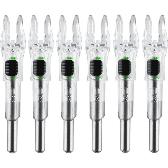 6PCS X Lighted Nocks for Arrows with .204 .233 .244 .246 Inside Diameter with H, S, GT Bushings High-Visibility LED Arrow Nocks, ON/Off Switch Included