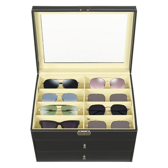 3 Tier 24 Slots Glasses Box Display Storage Case PU Leather Sunglasses Holder Organizer Box