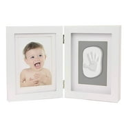 Plushible Baby Footprint Kit - Hinged Double Photo Picture Baby Footprint Frame - Gift Registry And Baby Shower Gift