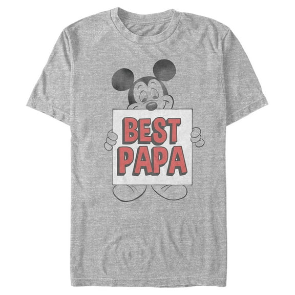 Men's Mickey & Friends Father's Day Best Papa Sign Graphic Tee Athletic Heather 2X Large